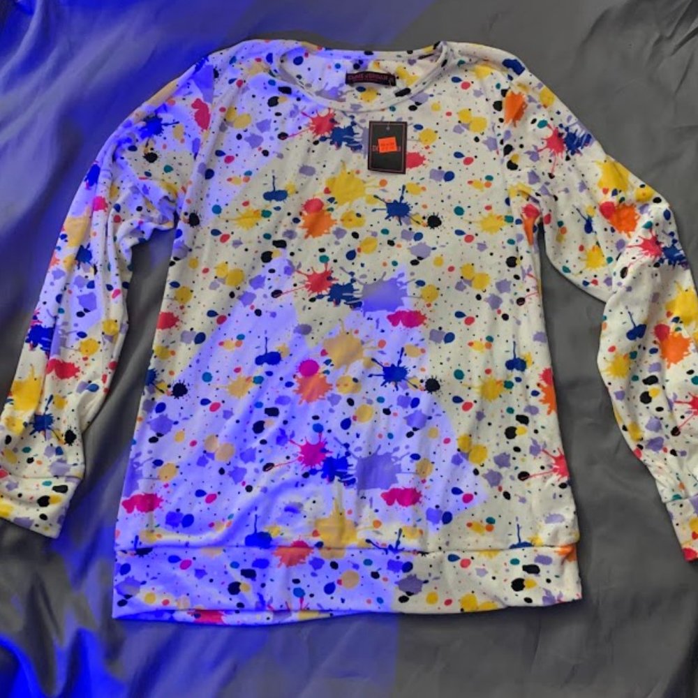 Splattered Velour Long Sleeve Shirt
